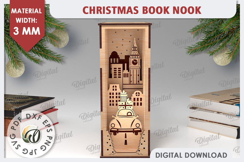Christmas Book Nook Laser Cut. 3D Layered Book Nook SVG SVG Evgenyia Guschina 