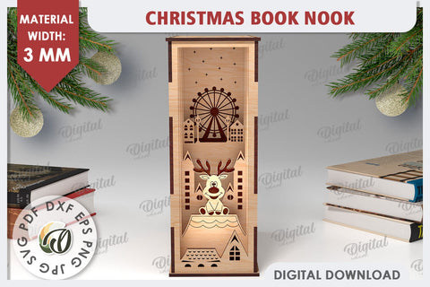 Christmas Book Nooks Laser Cut Bundle. 3D Layered Book Nooks SVG Evgenyia Guschina 