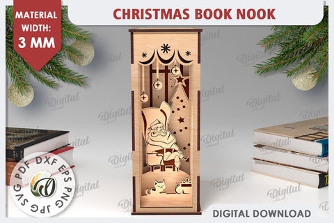 Christmas Book Nooks Laser Cut Bundle. 3D Layered Book Nooks SVG Evgenyia Guschina 