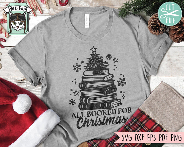 Christmas Book SVG, All Booked for Christmas svg, Book Tree svg, Reading, Book Lover svg file, Christmas Teacher, Christmas book png SVG Wild Pilot 