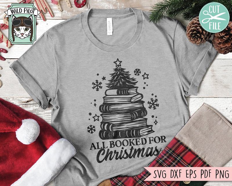 Christmas Book SVG, All Booked for Christmas svg, Book Tree svg, Reading, Book Lover svg file, Christmas Teacher, Christmas book png SVG Wild Pilot 