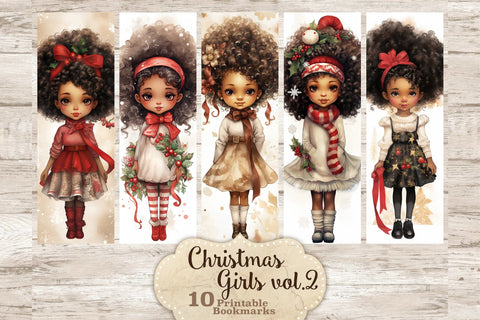 Christmas Bookmark Printable | Black Girls Bookmark SVG GlamArtZhanna 