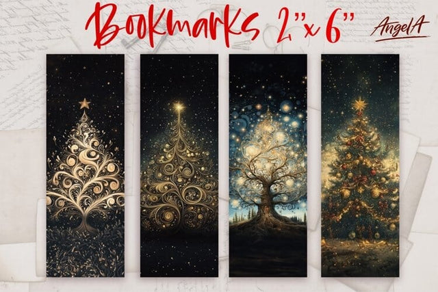 Christmas bookmark sublimation, Christmas trees images Sublimation Angelina Semenova 