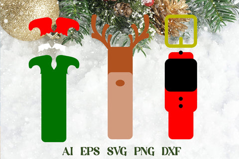 Christmas bookmark with Santa Elf and Rudolph, Layered svg SVG AnastasiyaArtDesign 