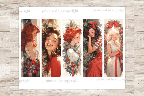 Christmas Bookmarks Printable | Retro Bookmarks SVG GlamArtZhanna 