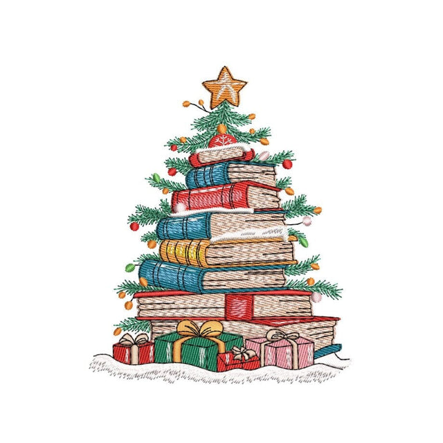 Christmas Books Embroidery Design, Christmas Tree Machine Embroidery Design, 3 sizes, Instant Download Embroidery/Applique DESIGNS Nino Nadaraia 