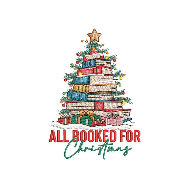Christmas Books Embroidery Design, Christmas Tree Machine Embroidery Design, 4 sizes, Instant Download Embroidery/Applique DESIGNS Nino Nadaraia 