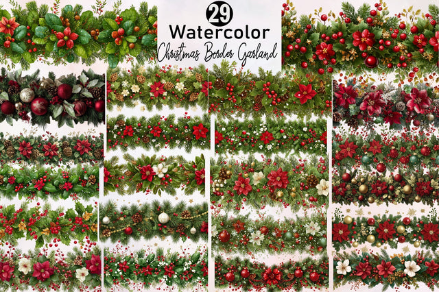 Christmas Border Garland Clipart Sublimation SVGArt 