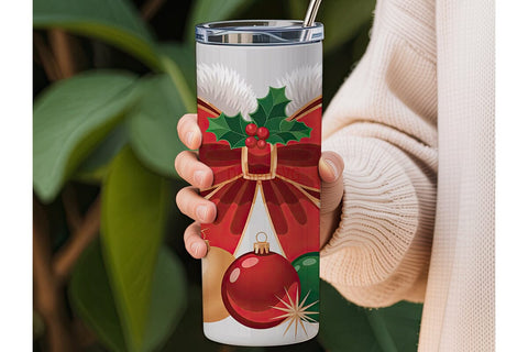 Christmas Bow 20oz Tumbler Wrap Sublimation DesignSVG 