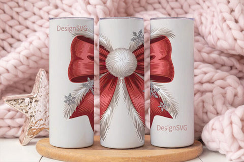 Christmas Bow 20oz Tumbler Wrap Sublimation DesignSVG 