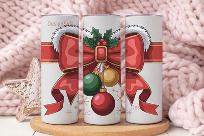 Christmas Bow 20oz Tumbler Wrap Sublimation DesignSVG 