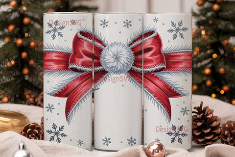 Christmas Bow 20oz Tumbler Wrap Sublimation DesignSVG 