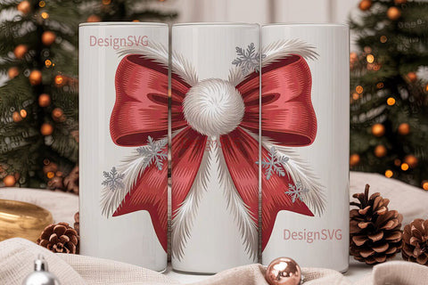 Christmas Bow 20oz Tumbler Wrap Sublimation DesignSVG 