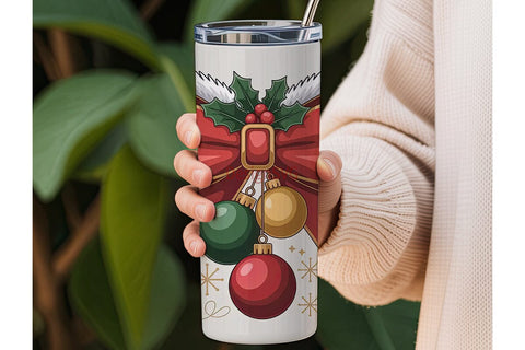 Christmas Bow 20oz Tumbler Wrap Sublimation DesignSVG 