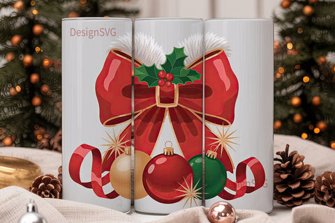 Christmas Bow 20oz Tumbler Wrap Sublimation DesignSVG 