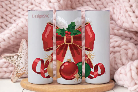 Christmas Bow 20oz Tumbler Wrap Sublimation DesignSVG 