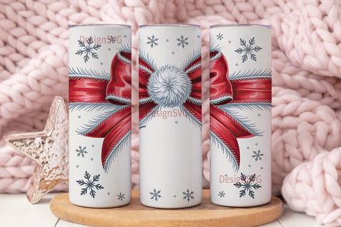 Christmas Bow 20oz Tumbler Wrap Sublimation DesignSVG 