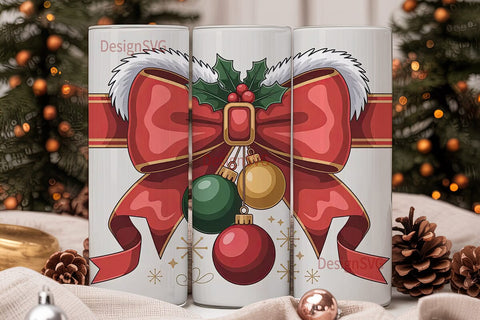 Christmas Bow 20oz Tumbler Wrap Sublimation DesignSVG 