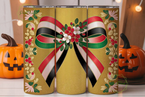 Christmas Bow 20oz Tumbler Wrap Sublimation PixelChick 