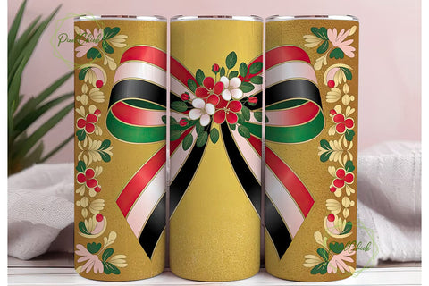Christmas Bow 20oz Tumbler Wrap Sublimation PixelChick 