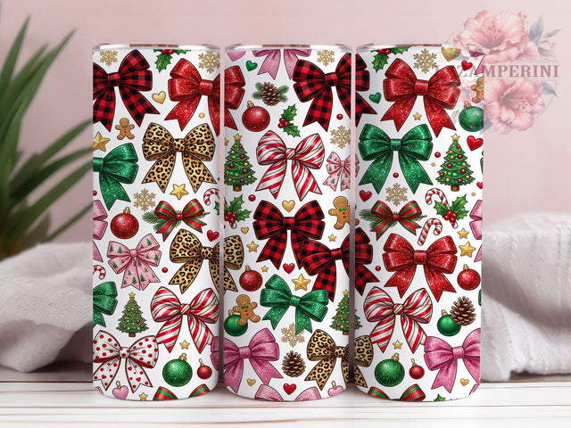 Christmas Bow Pattern 20oz Tumbler, Christmas Bow, Bow Pattern, Christmas Tumbler, 20oz Tumbler, Holiday Tumbler, Christmas Pattern, Tumbler Wrap Sublimation Li Zamperini 