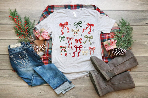 Christmas Bow PNG, Coquette Christmas PNG Sublimation Pickled Thistle Creative 