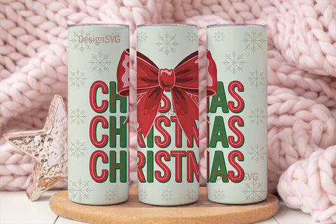 Christmas Bow Tumbler Wrap Sublimation DesignSVG 