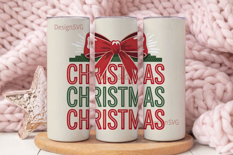 Christmas Bow Tumbler Wrap Sublimation DesignSVG 