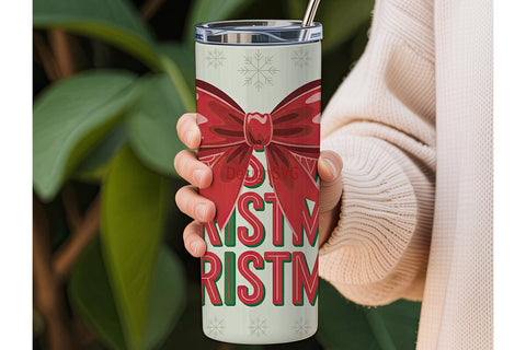 Christmas Bow Tumbler Wrap Sublimation DesignSVG 