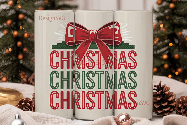 Christmas Bow Tumbler Wrap Sublimation DesignSVG 