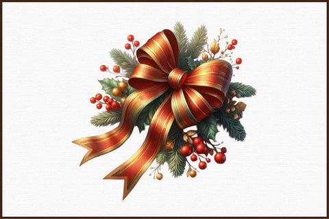 Christmas Bow Watercolour Clipart- Sublimation designartist 