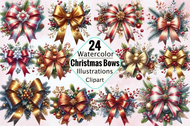 Christmas Bows Clipart Sublimation Clipart Bundle Sublimation SVGArt 