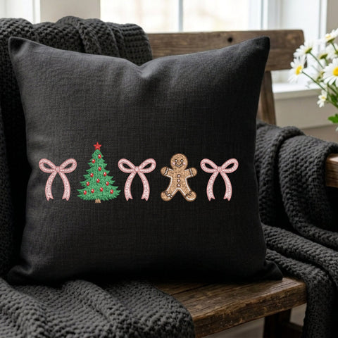 Christmas Bows Gingerbread Tree Embroidery Design – Coquette Holiday Machine Embroidery File Embroidery/Applique DESIGNS PatternFeed8 