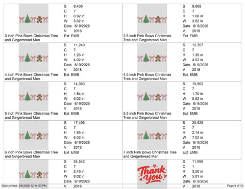 Christmas Bows Gingerbread Tree Embroidery Design – Coquette Holiday Machine Embroidery File Embroidery/Applique DESIGNS PatternFeed8 