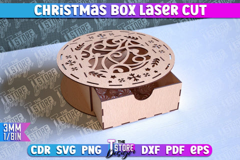 Christmas Box Laser Cut Bundle | Christmas Ornament | Gift Box | CNC File SVG The T Store Design 