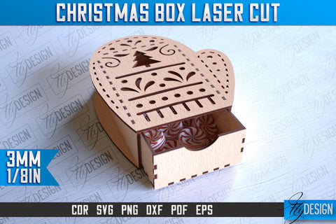 Christmas Box Laser Cut | Christmas Design | CNC Files SVG Fly Design 