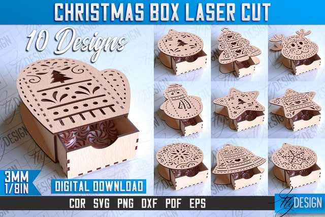 Christmas Box Laser Cut | Christmas Design | CNC Files SVG Fly Design 