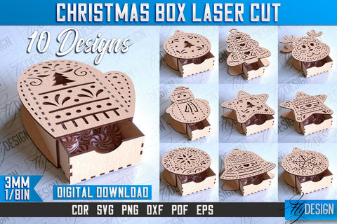 Christmas Box Laser Cut | Christmas Design | CNC Files SVG Fly Design 