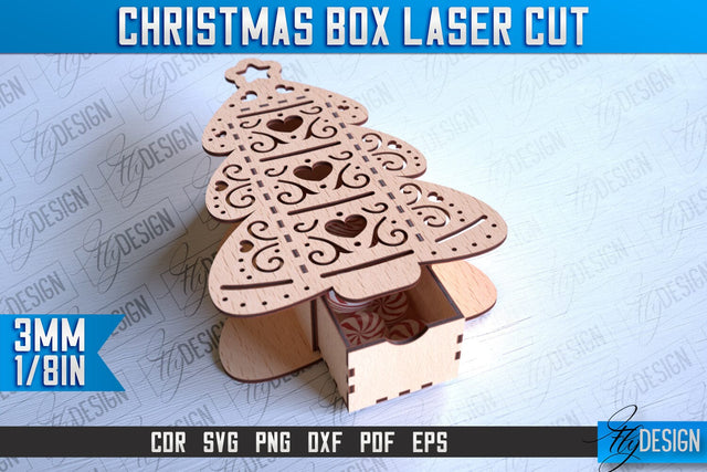 Christmas Box Laser Cut | Christmas Design | CNC Files SVG Fly Design 