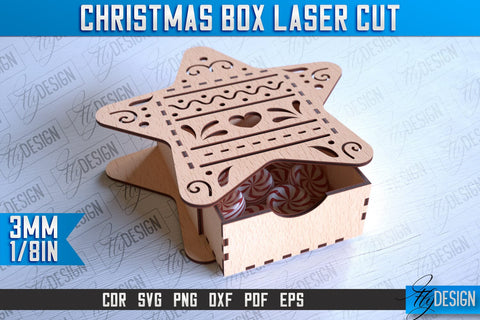 Christmas Box Laser Cut | Christmas Design | CNC Files SVG Fly Design 
