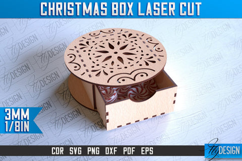 Christmas Box Laser Cut | Christmas Design | CNC Files SVG Fly Design 