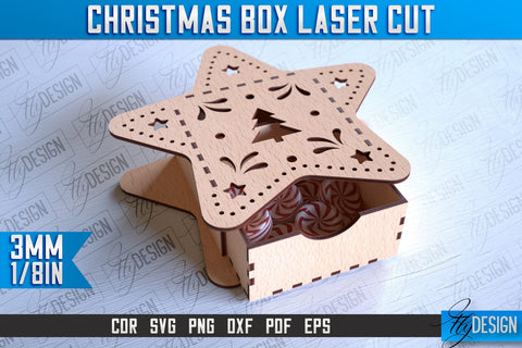 Christmas Box Laser Cut | Christmas Design | CNC Files SVG Fly Design 