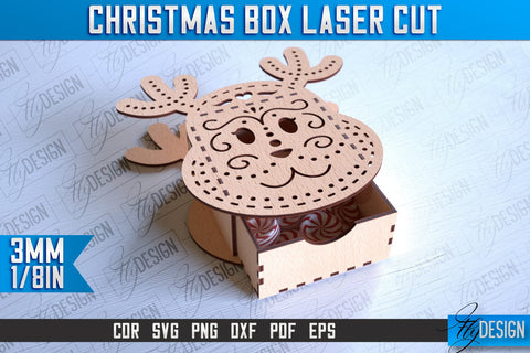 Christmas Box Laser Cut | Christmas Design | CNC Files SVG Fly Design 
