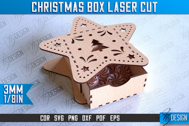 Christmas Box Laser Cut | Christmas Design | CNC Files SVG Fly Design 
