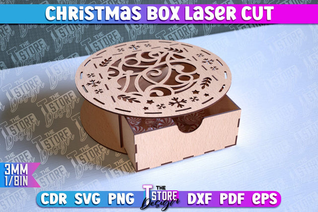 Christmas Box Laser Cut | Christmas Ornament | Gift Box | CNC File SVG The T Store Design 