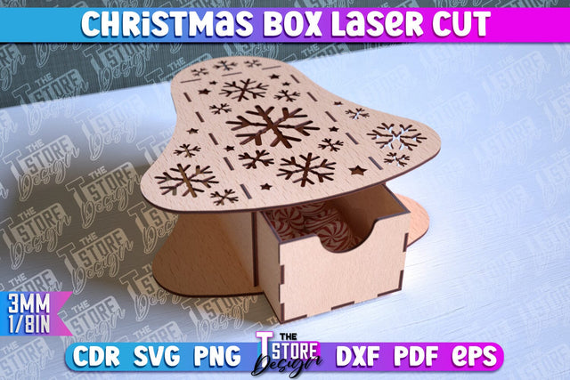 Christmas Box Laser Cut | Christmas Ornament | Gift Box | CNC File SVG The T Store Design 