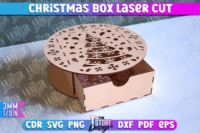 Christmas Box Laser Cut | Christmas Ornament | Gift Box | CNC File SVG The T Store Design 