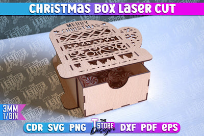 Christmas Box Laser Cut | Christmas Ornament | Gift Box | CNC File SVG The T Store Design 