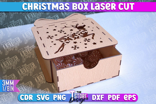 Christmas Box Laser Cut | Christmas Ornament | Gift Box | CNC File SVG The T Store Design 