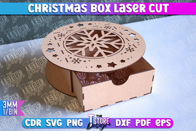 Christmas Box Laser Cut | Christmas Ornament | Gift Box | CNC File SVG The T Store Design 